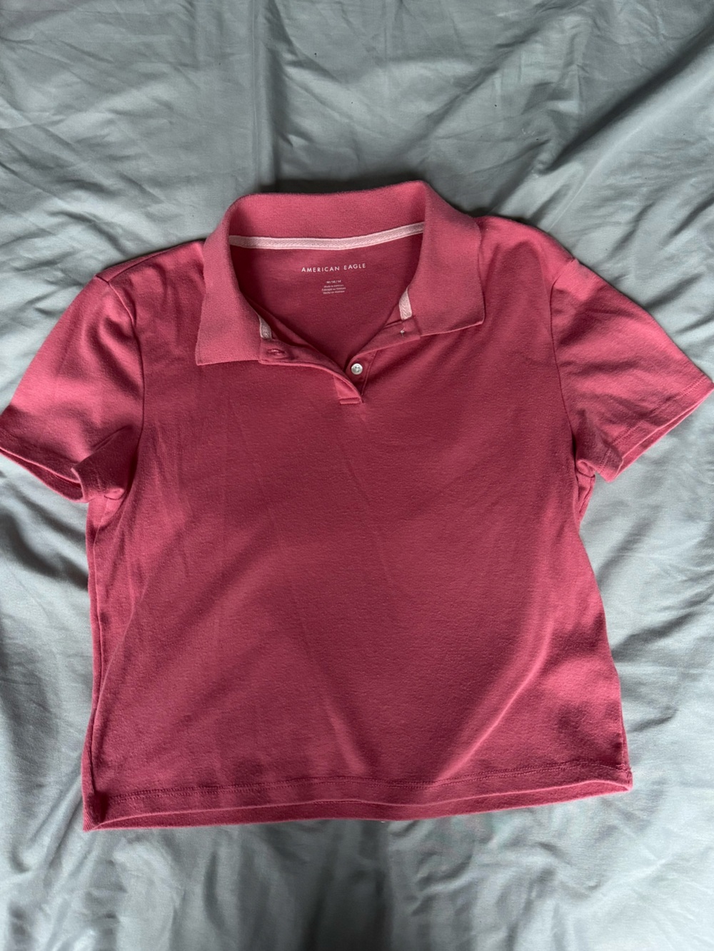 American Eagle Outfitters Coral Pink Collared Crop Too